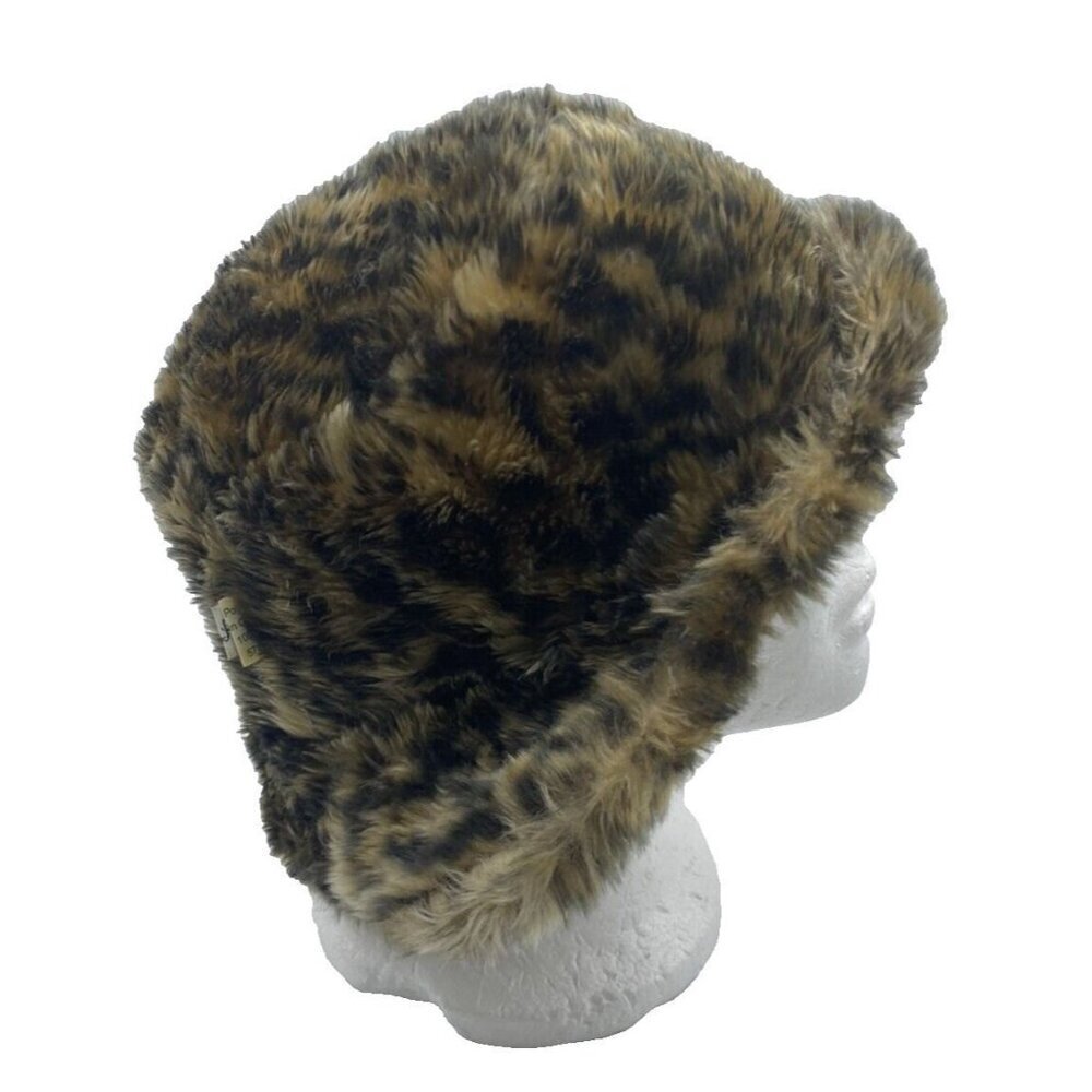 VTG Fair Weather Fairweather Animal Print Faux Fur Hat Size M 57 CM Mob Wife